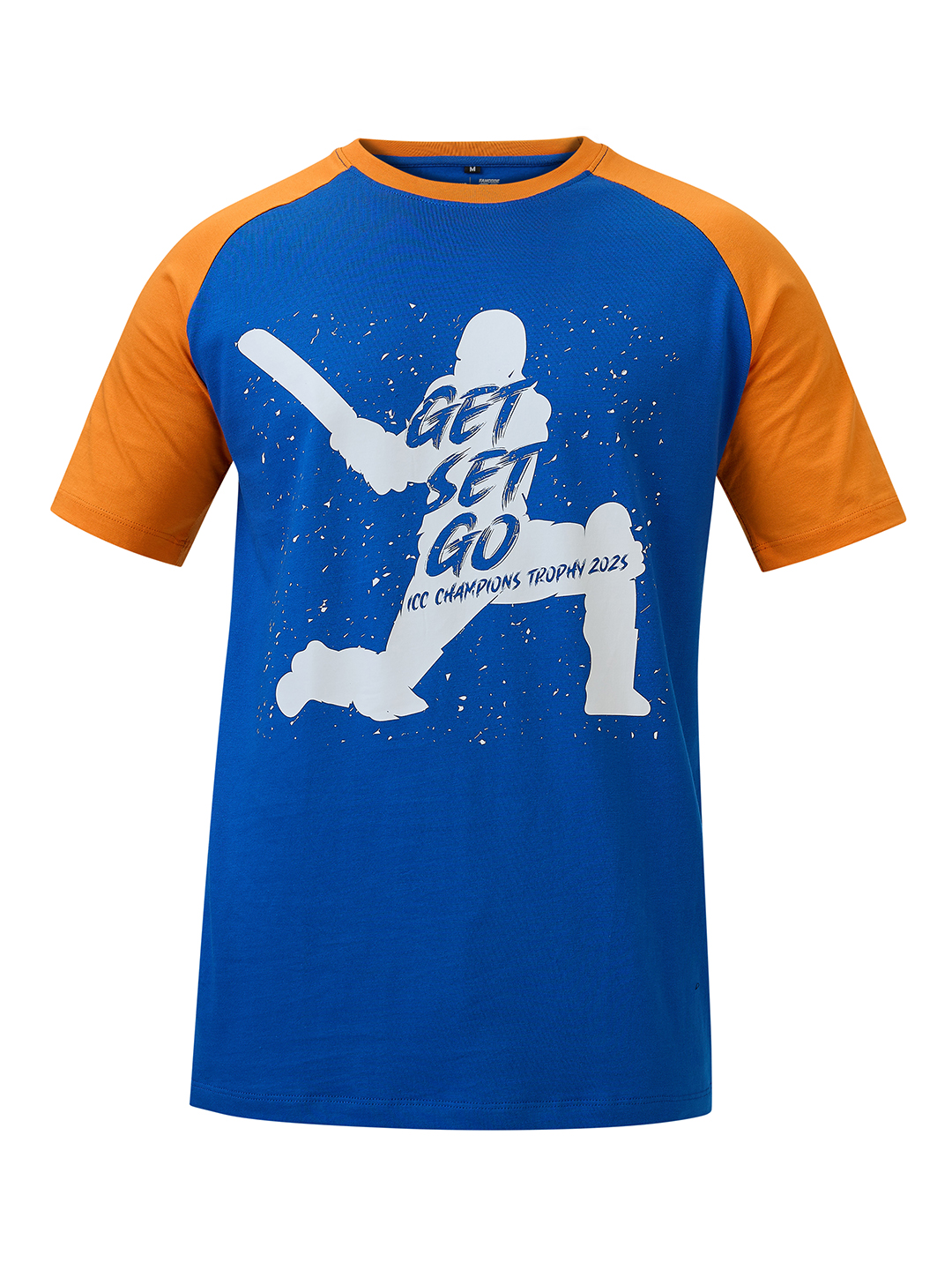 ICC Champion-2025 ICC Champions Trophy 2025 Men Royal Blue and Orange Colorblocked Printed Half Sleeves Round Neck Cotto (6)