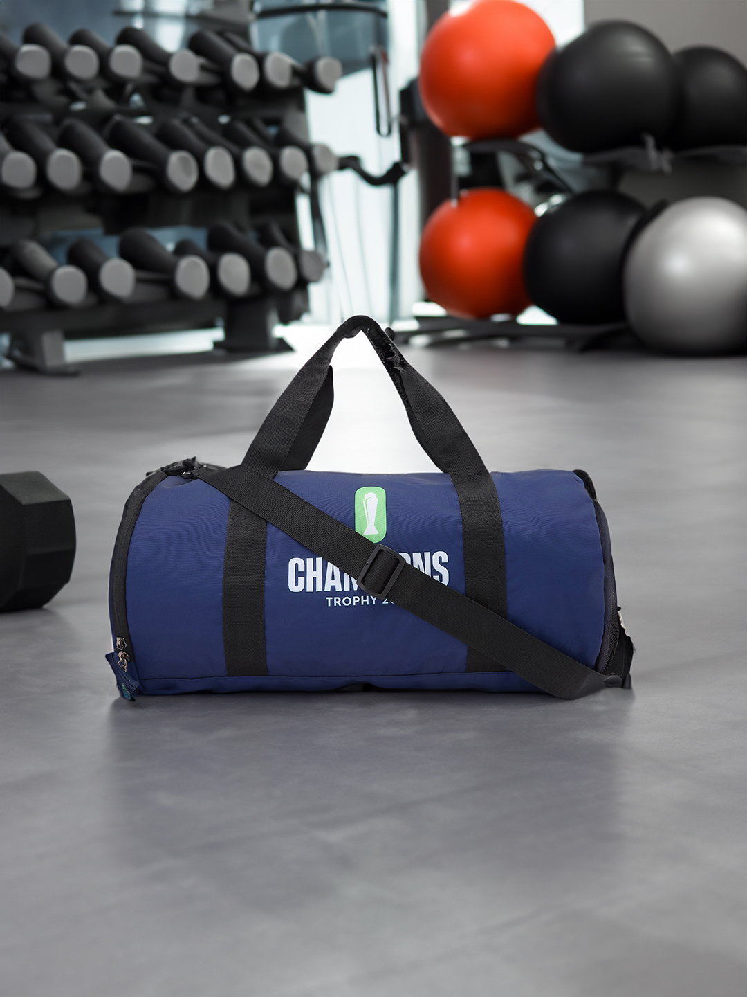 ICC Champions Trophy 2025 - Unisex 18 Inch Duffle Bag With Shoe Compartment, Sports and Gym Bag, Adjustable Strap for Tr