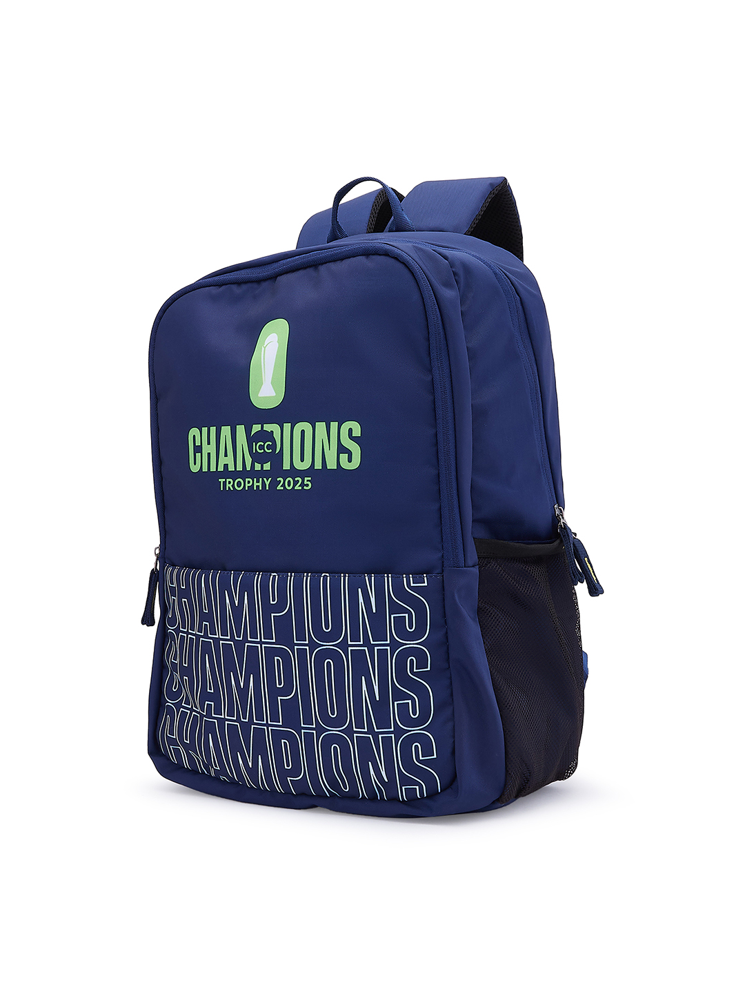 ICC Champions Trophy 2025 - Unisex 18 Inch Laptop Backpack, 2-Compartments, 1-Front Pocket, Mesh Bottle Pocket, Water-Re