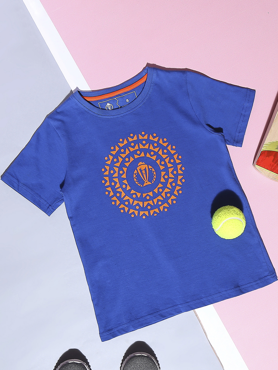 ICC CWC-23 Official ICC CWC-23 Kids Boys Blue Graphic Printed  Half Sleeves Round Neck Pure Cotton T-Shirt (1)
