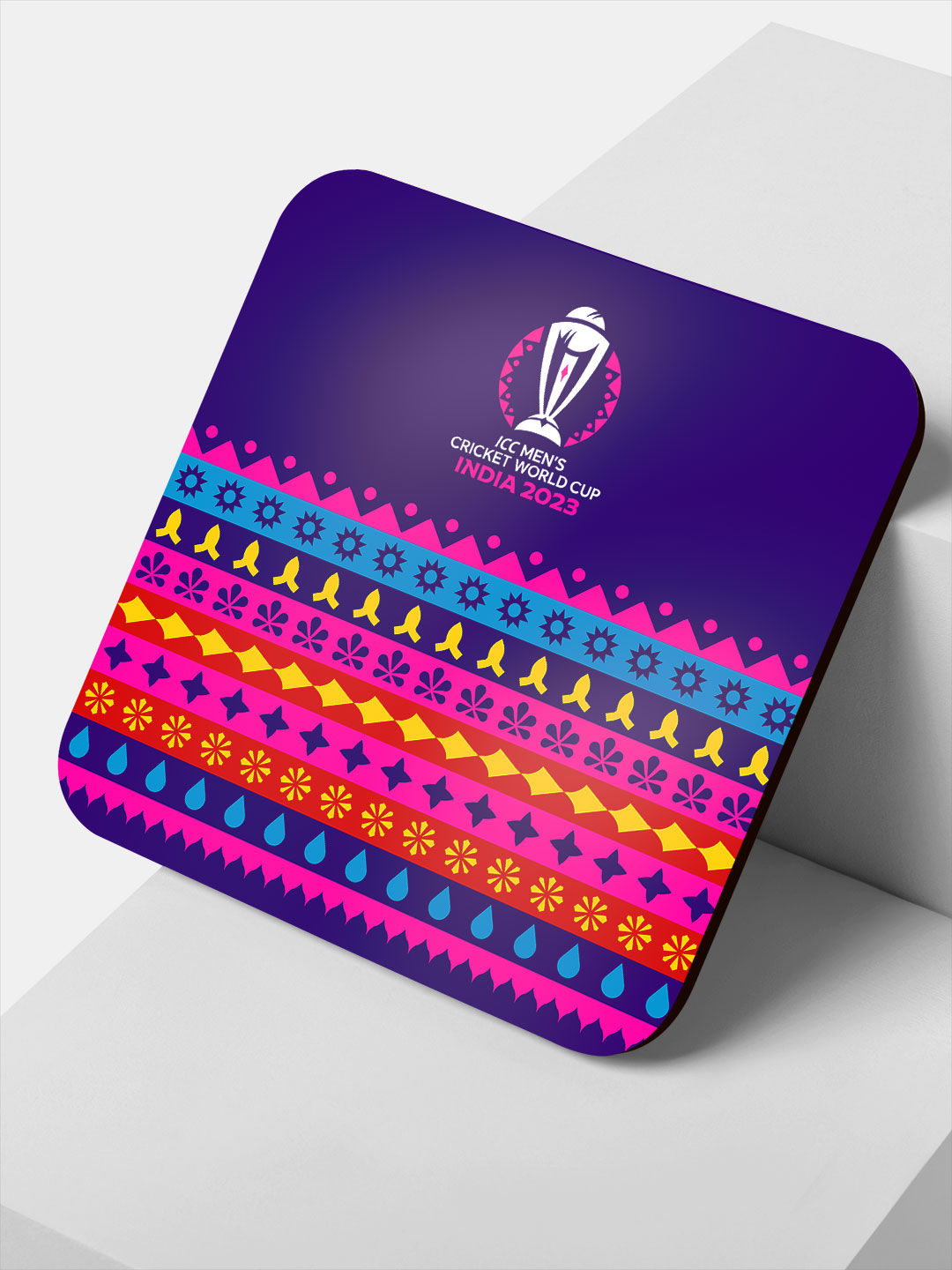 ICC CWC-23 Official ICC CWC-23 Square Coasters-(Pack of 4) (3)