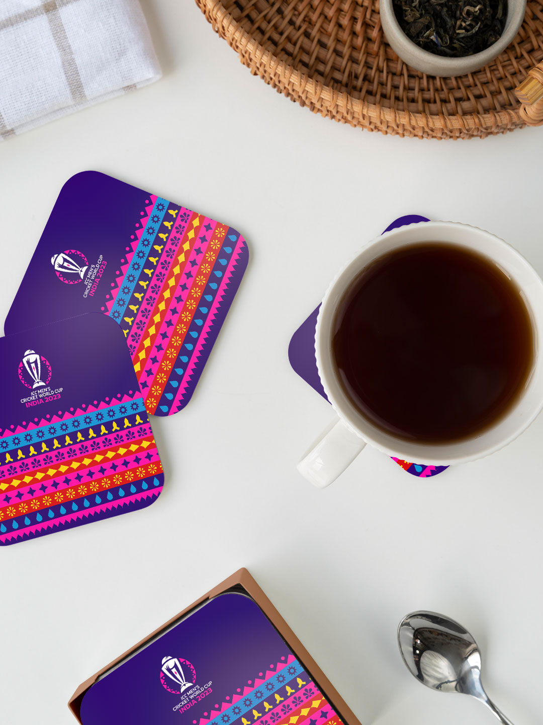 ICC CWC-23 Official ICC CWC-23 Square Coasters-(Pack of 4) (11)