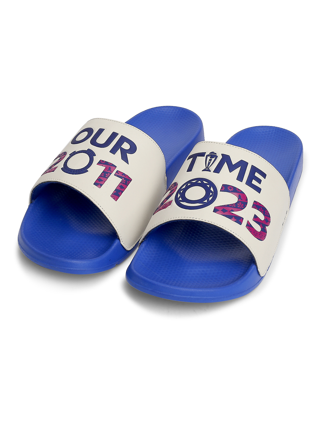 ICC CWC-23 Men's Printed ERGO-X Blue White Super Comfort Sliders