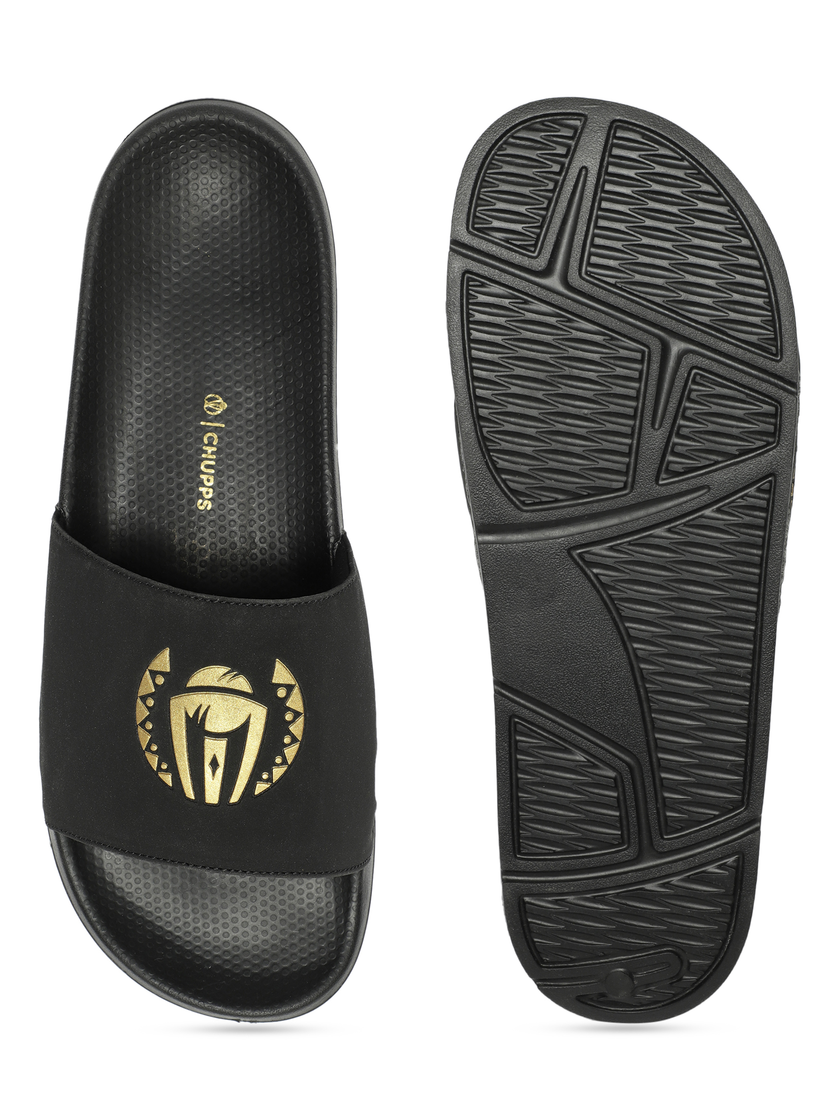 ICC CWC-23 ICC CWC-23 Men's Printed ULTRACHARGE Black Gold Super Comfort Sliders (5)