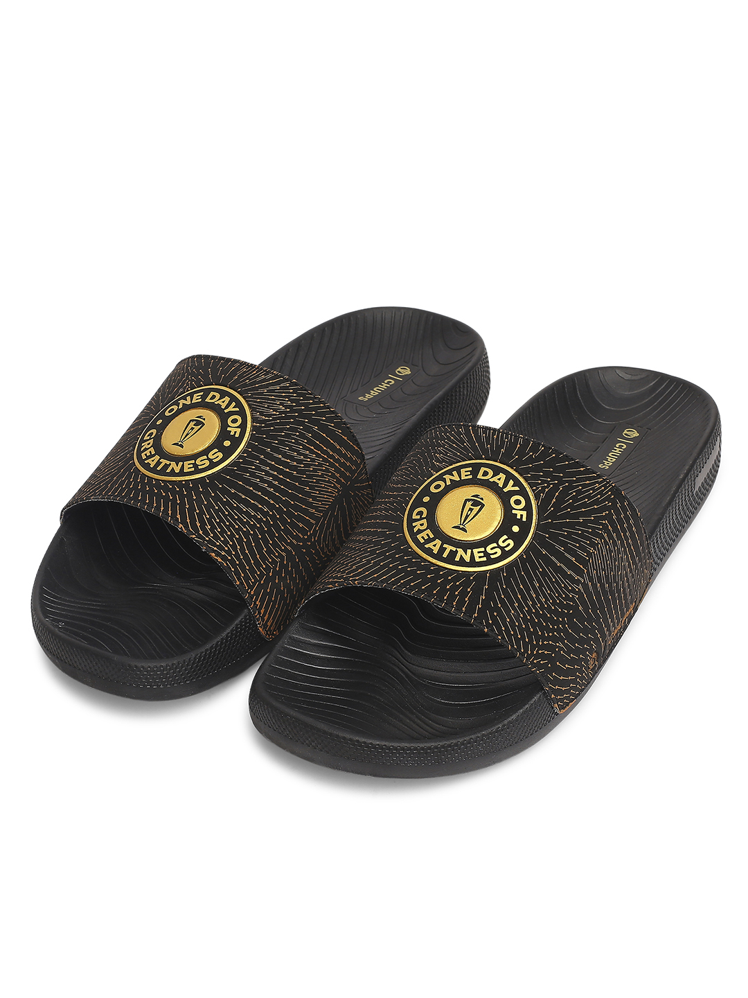 ICC CWC-23 ICC CWC-23 Men's Printed ULTRACHARGE Black Gold Super Comfort Sliders (3)