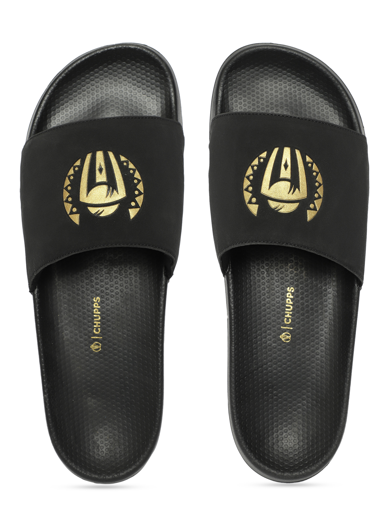 ICC CWC-23 Men's Printed ULTRACHARGE Black Gold Super Comfort Sliders