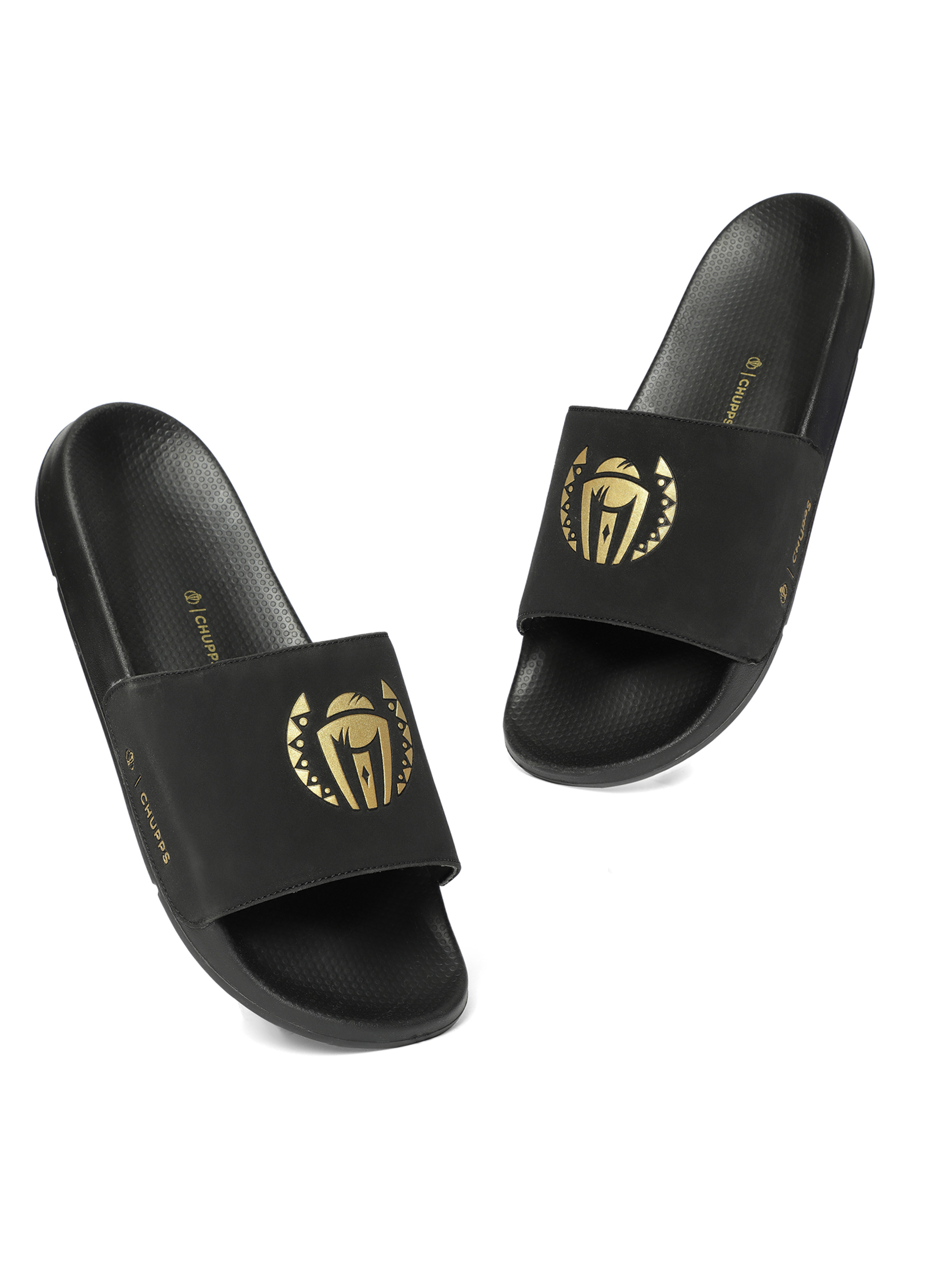 ICC CWC-23 ICC CWC-23 Men's Printed ULTRACHARGE Black Gold Super Comfort Sliders (2)