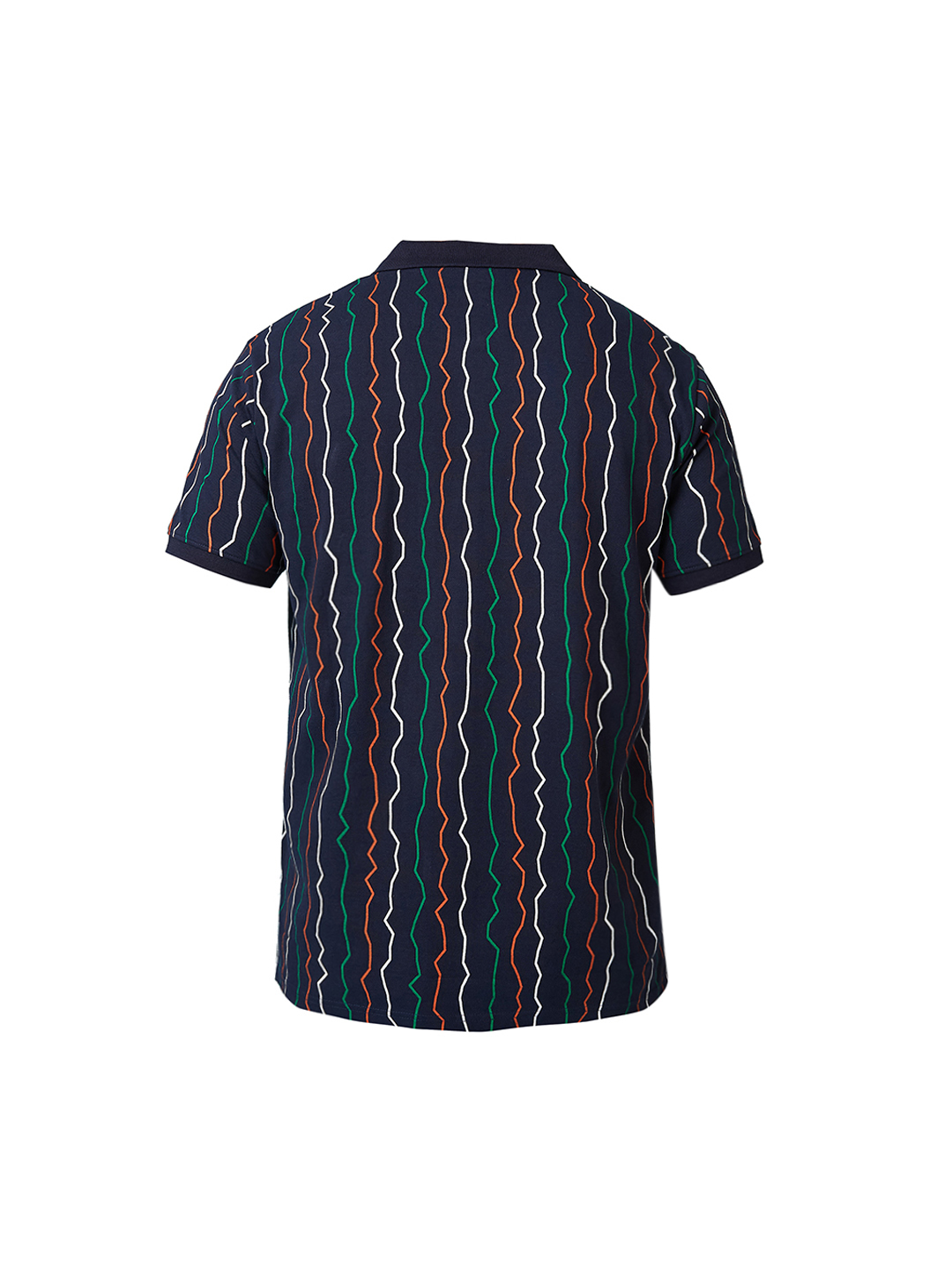 ICC Champion-2025 ICC Champions Trophy 2025 Men Navy Blue Wave Striped Half Sleeves Polo Collar Cotton T-Shirt (7)