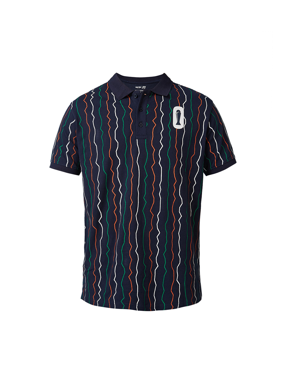 ICC Champion-2025 ICC Champions Trophy 2025 Men Navy Blue Wave Striped Half Sleeves Polo Collar Cotton T-Shirt (6)