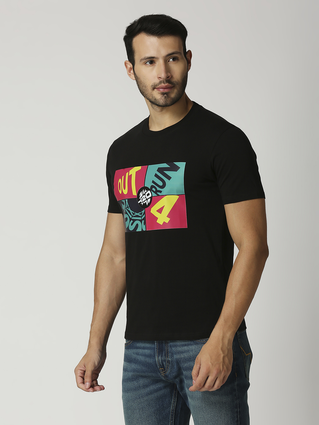 ICC T20 ICC Men's T20 WC-24 Black Graphic Printed Half Sleeves Cotton Round Neck T-Shirt (2)