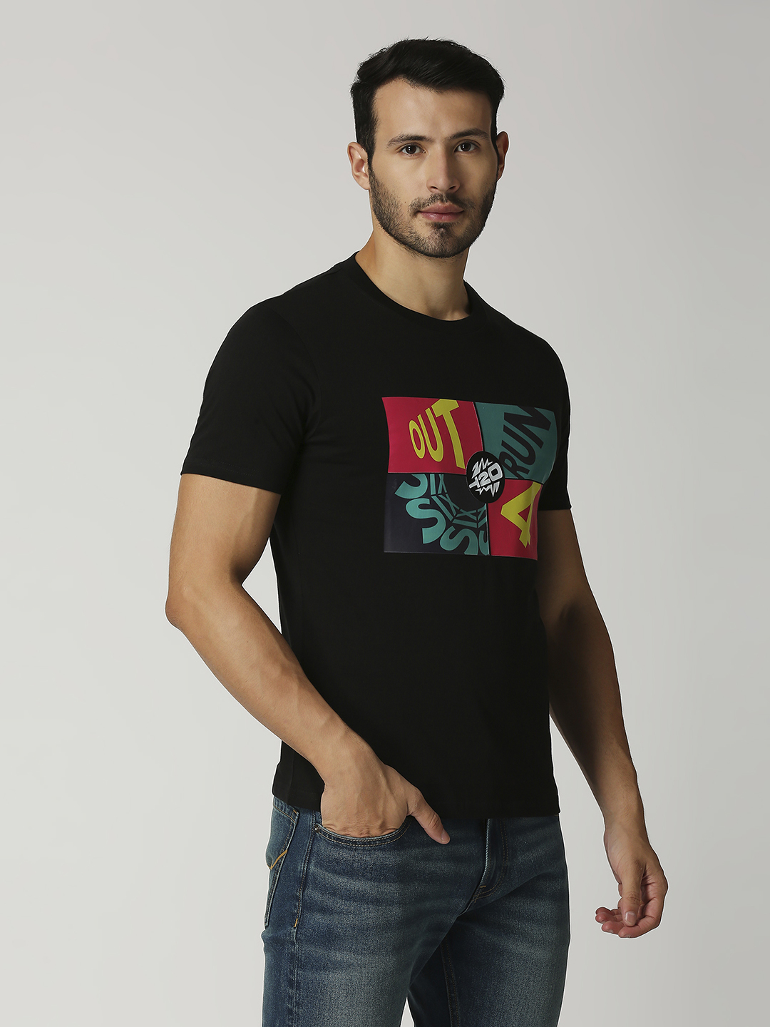 ICC T20 ICC Men's T20 WC-24 Black Graphic Printed Half Sleeves Cotton Round Neck T-Shirt (3)