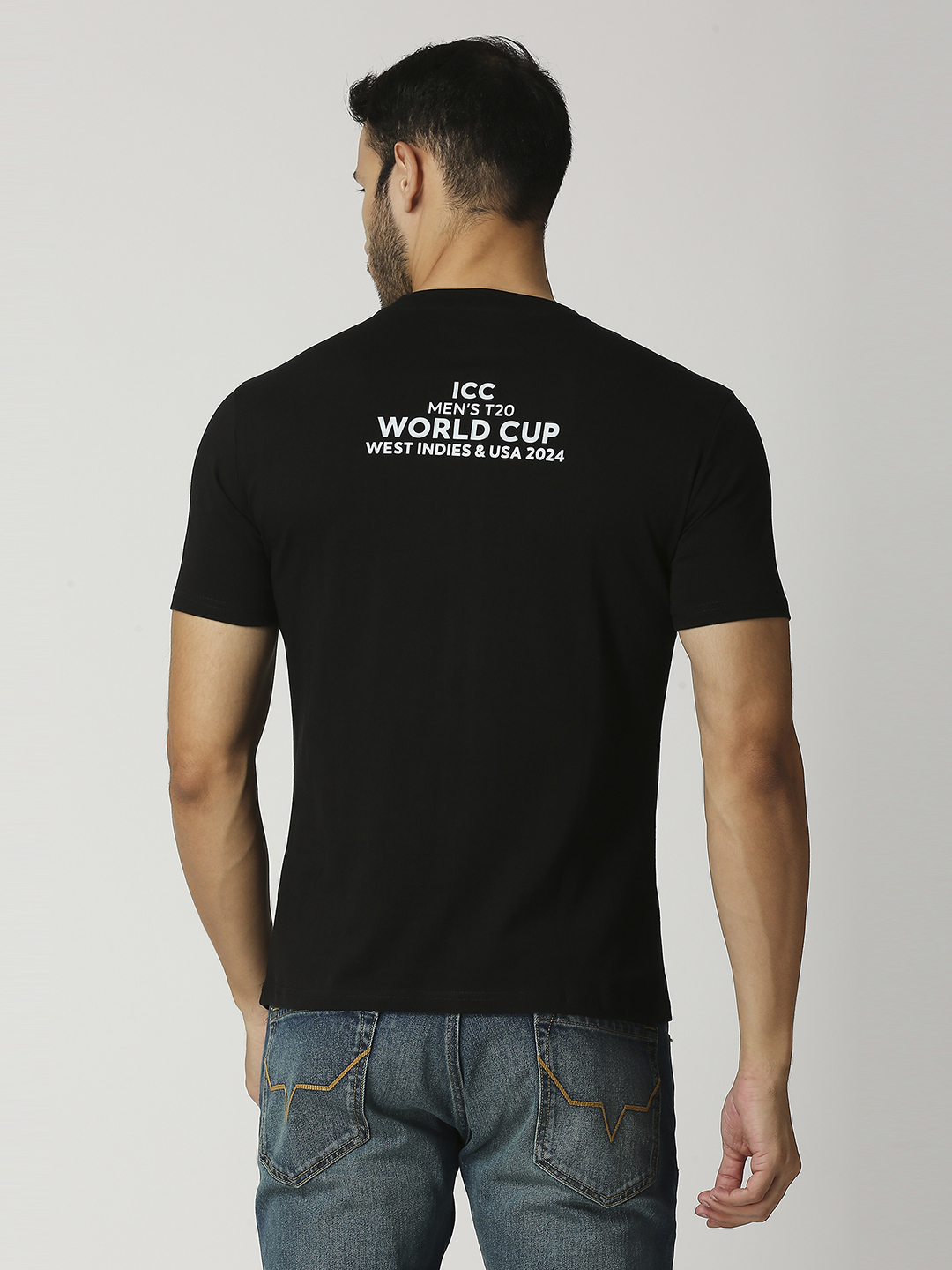 ICC T20 ICC Men's T20 WC-24 Black Graphic Printed Half Sleeves Cotton Round Neck T-Shirt (4)