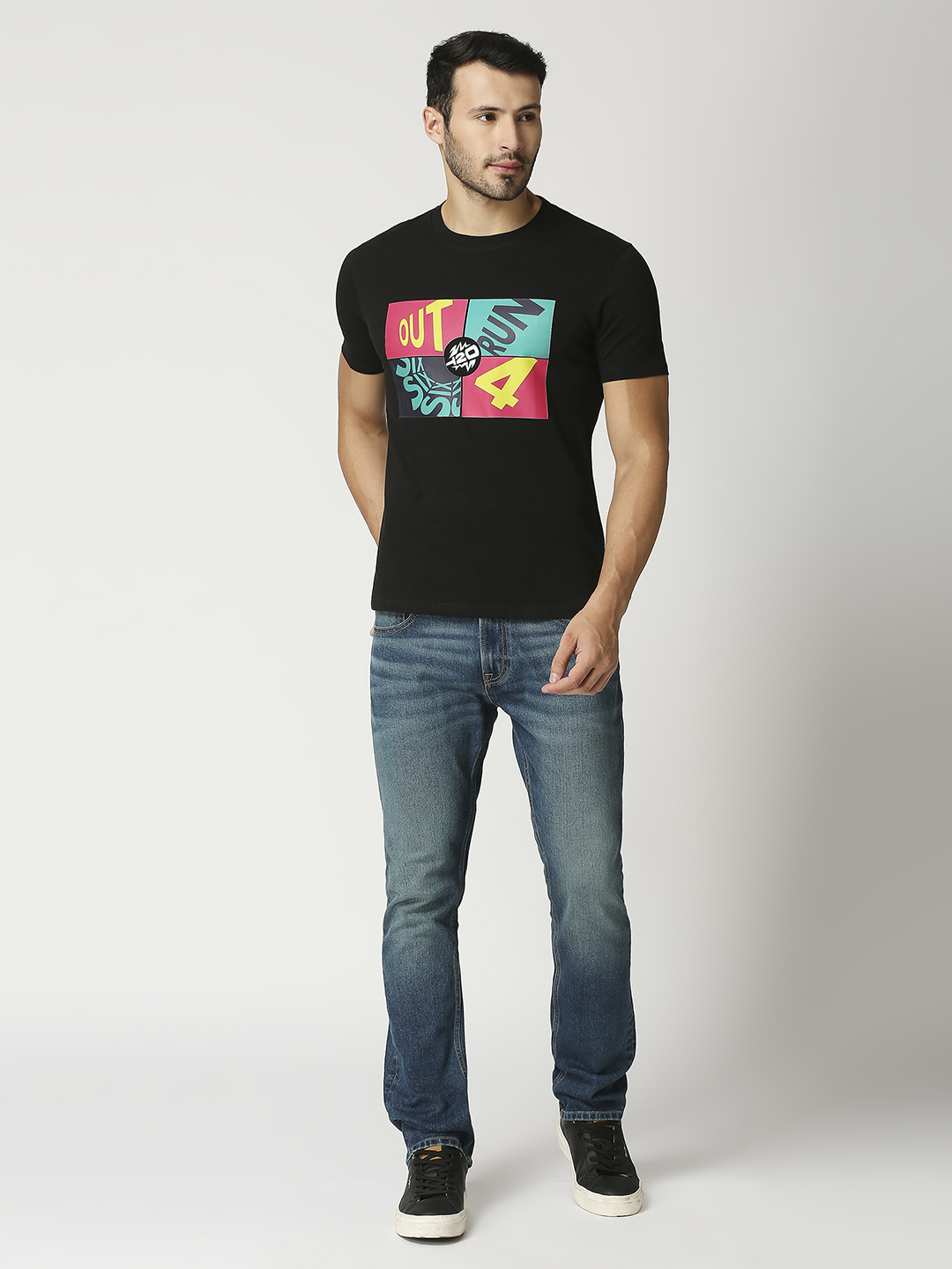 ICC T20 ICC Men's T20 WC-24 Black Graphic Printed Half Sleeves Cotton Round Neck T-Shirt (5)