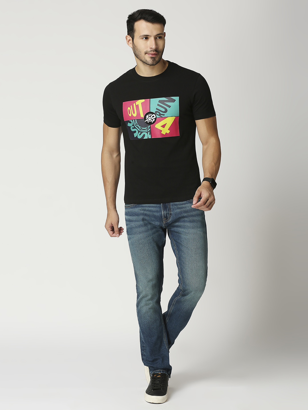 ICC T20 ICC Men's T20 WC-24 Black Graphic Printed Half Sleeves Cotton Round Neck T-Shirt (6)
