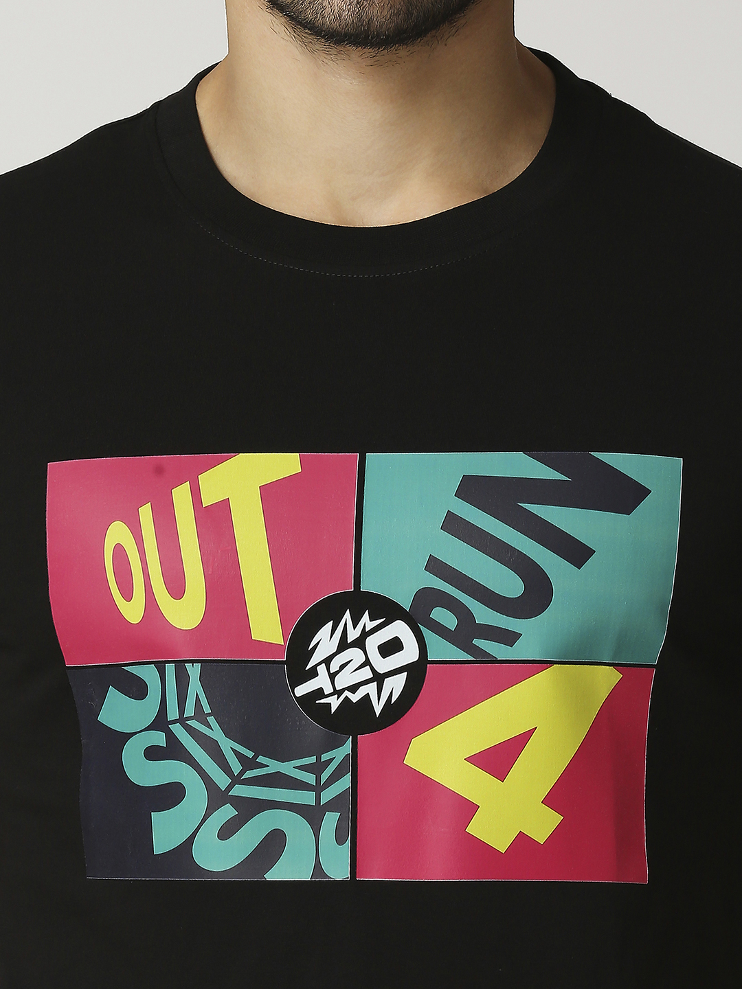 ICC T20 ICC Men's T20 WC-24 Black Graphic Printed Half Sleeves Cotton Round Neck T-Shirt (9)