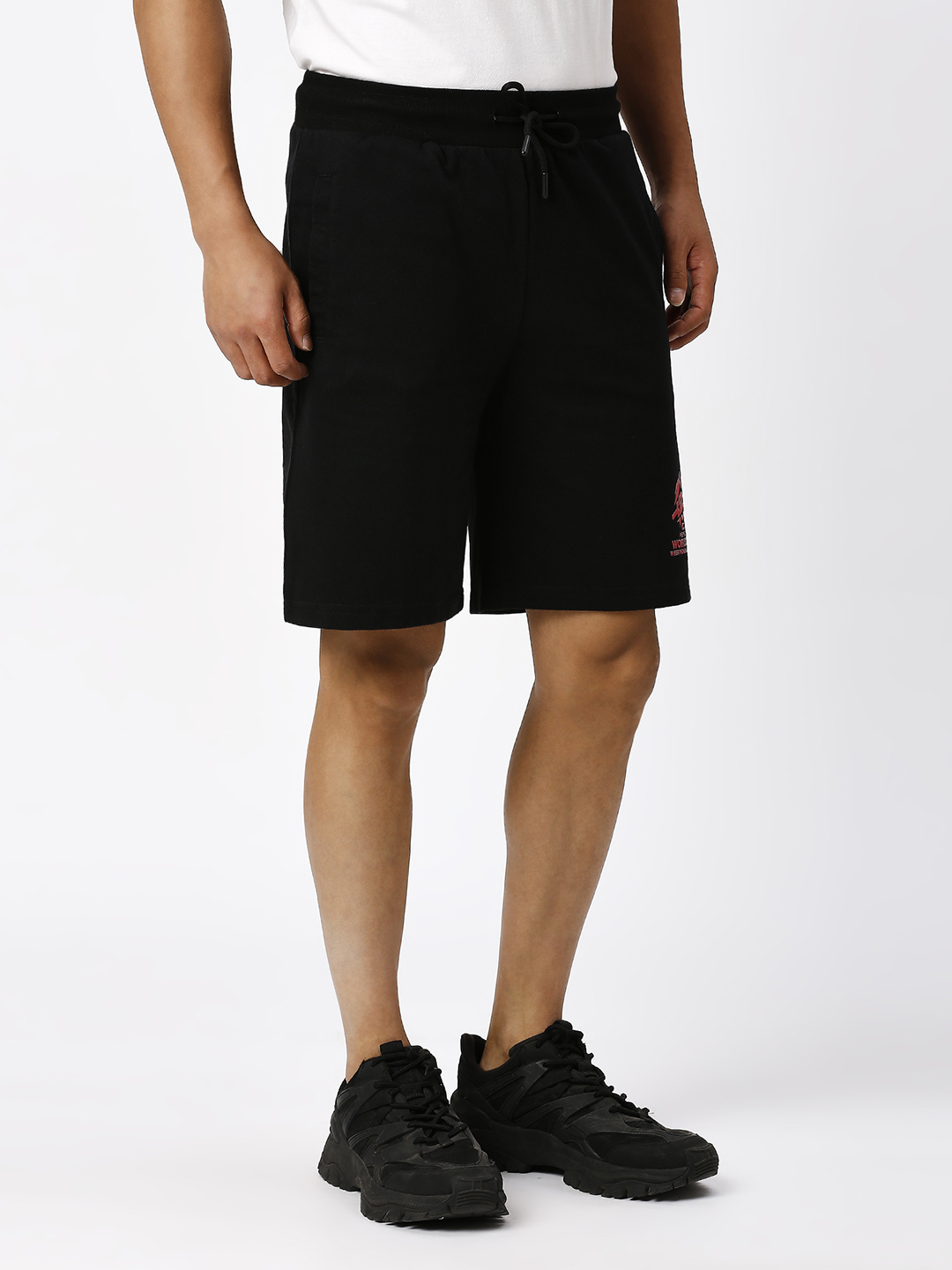 ICC T20 ICC Men's T20 WC-24 Black Logo Printed Mid-Rise Cotton Sports Shorts (3)