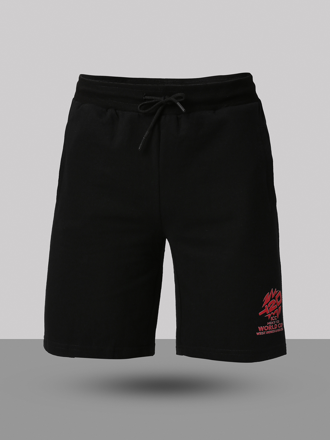 ICC T20 ICC Men's T20 WC-24 Black Logo Printed Mid-Rise Cotton Sports Shorts (7)