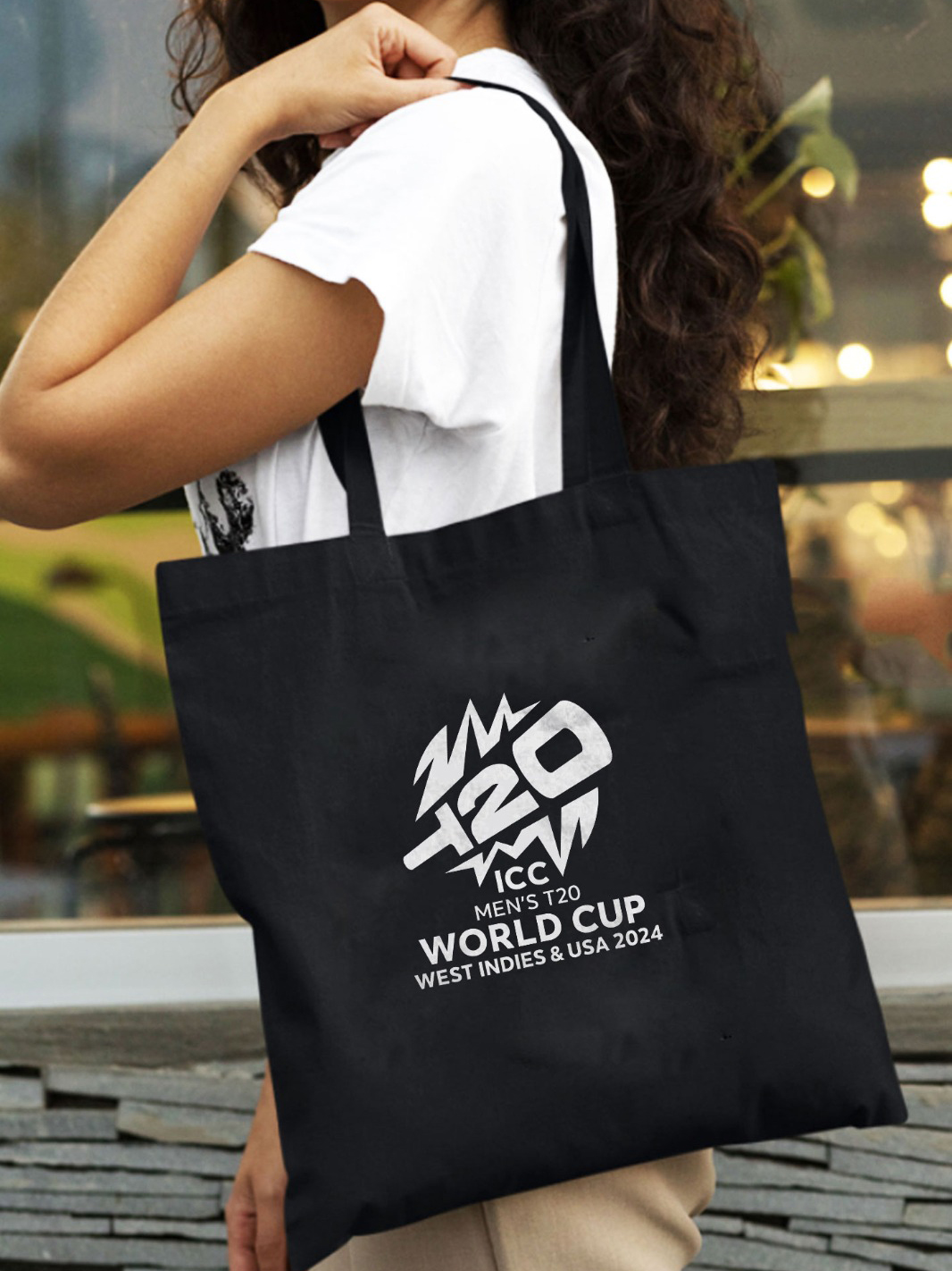 ICC T20 ICC Men's T20 WC-24 Black Printed Canvas Tote Bag (1)
