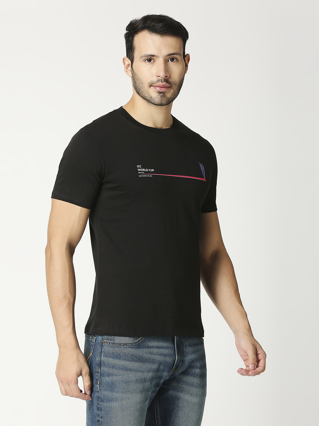 ICC T20 ICC Men's T20 WC-24 Black Printed Half Sleeves Cotton Round Neck T-Shirt (3)