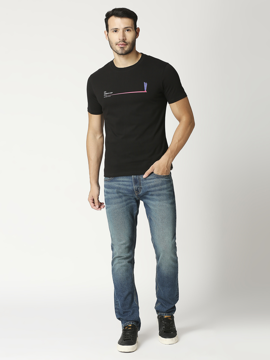ICC T20 ICC Men's T20 WC-24 Black Printed Half Sleeves Cotton Round Neck T-Shirt (5)