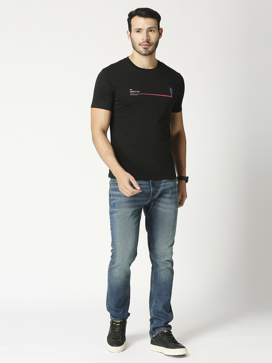 ICC T20 ICC Men's T20 WC-24 Black Printed Half Sleeves Cotton Round Neck T-Shirt (6)