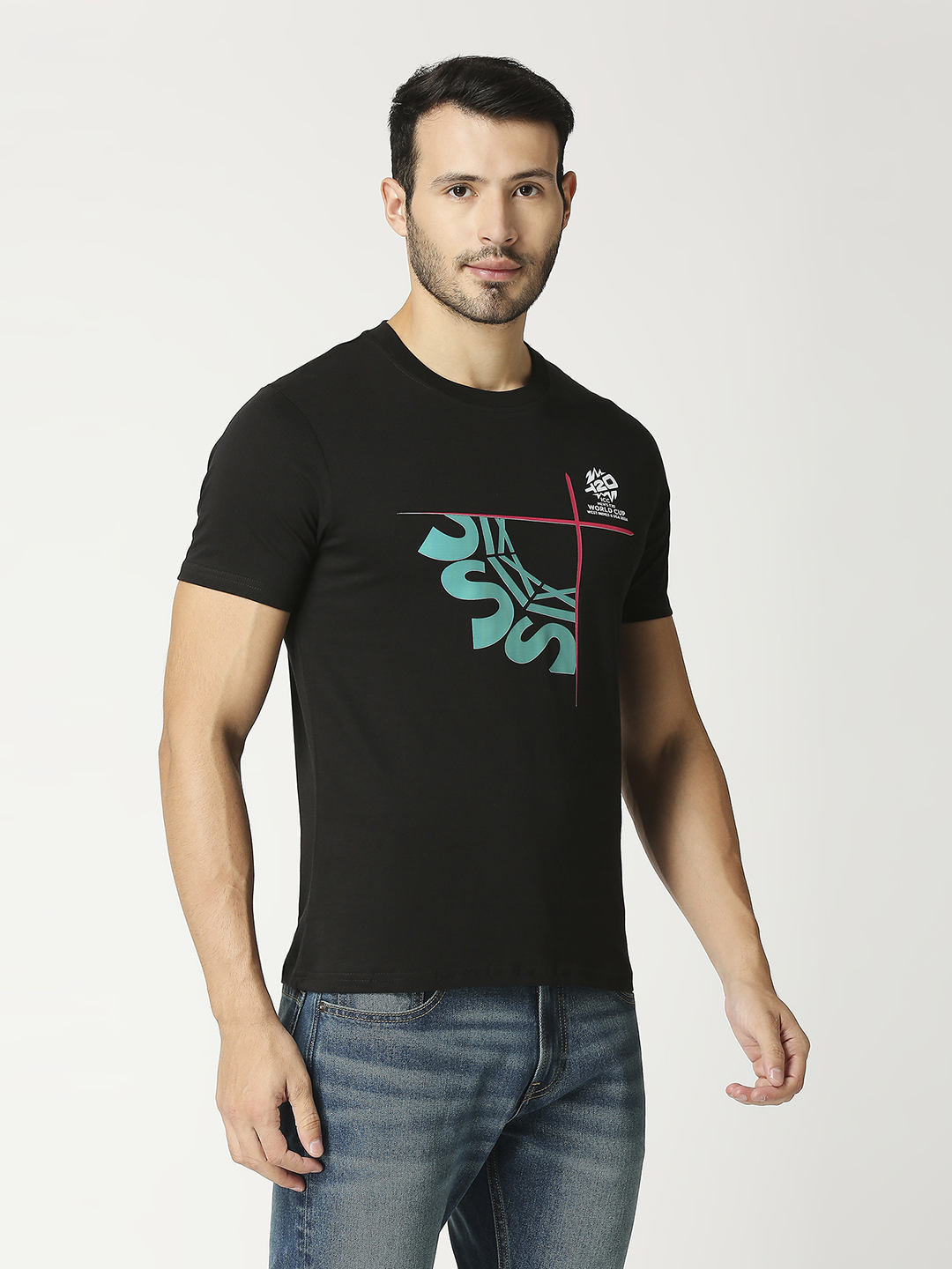 ICC T20 ICC Men's T20 WC-24 Black Typography Printed Half Sleeves Cotton Round Neck T-Shirt (4)