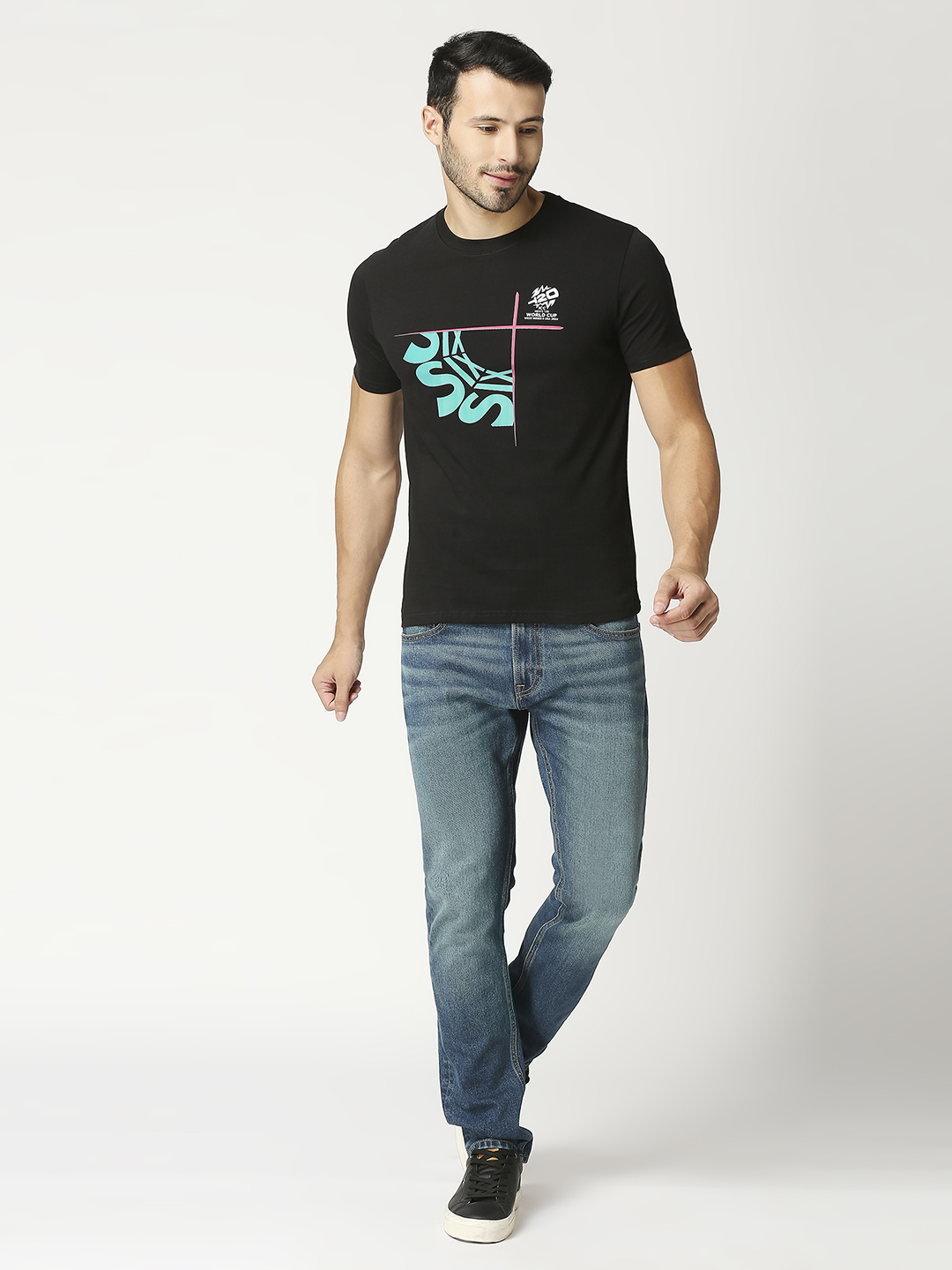 ICC T20 ICC Men's T20 WC-24 Black Typography Printed Half Sleeves Cotton Round Neck T-Shirt (6)