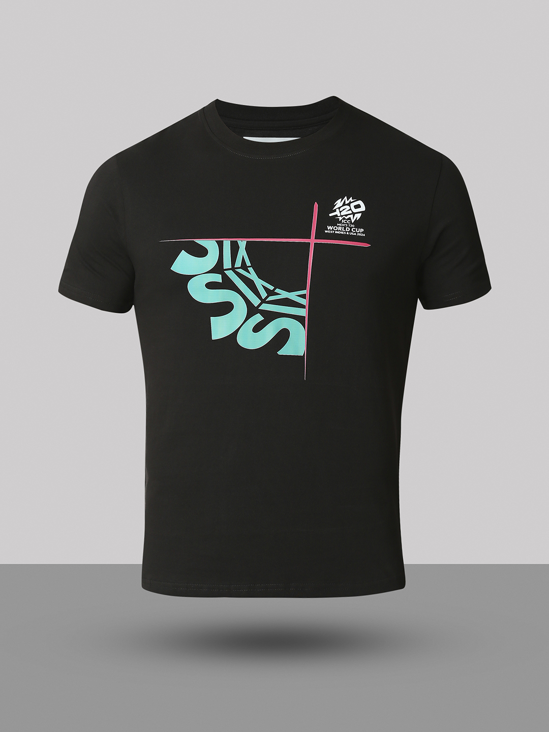 ICC T20 ICC Men's T20 WC-24 Black Typography Printed Half Sleeves Cotton Round Neck T-Shirt (8)