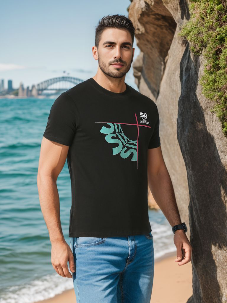 ICC Men's T20 WC-24 Black Typography Printed Half Sleeves Cotton Round Neck T-Shirt