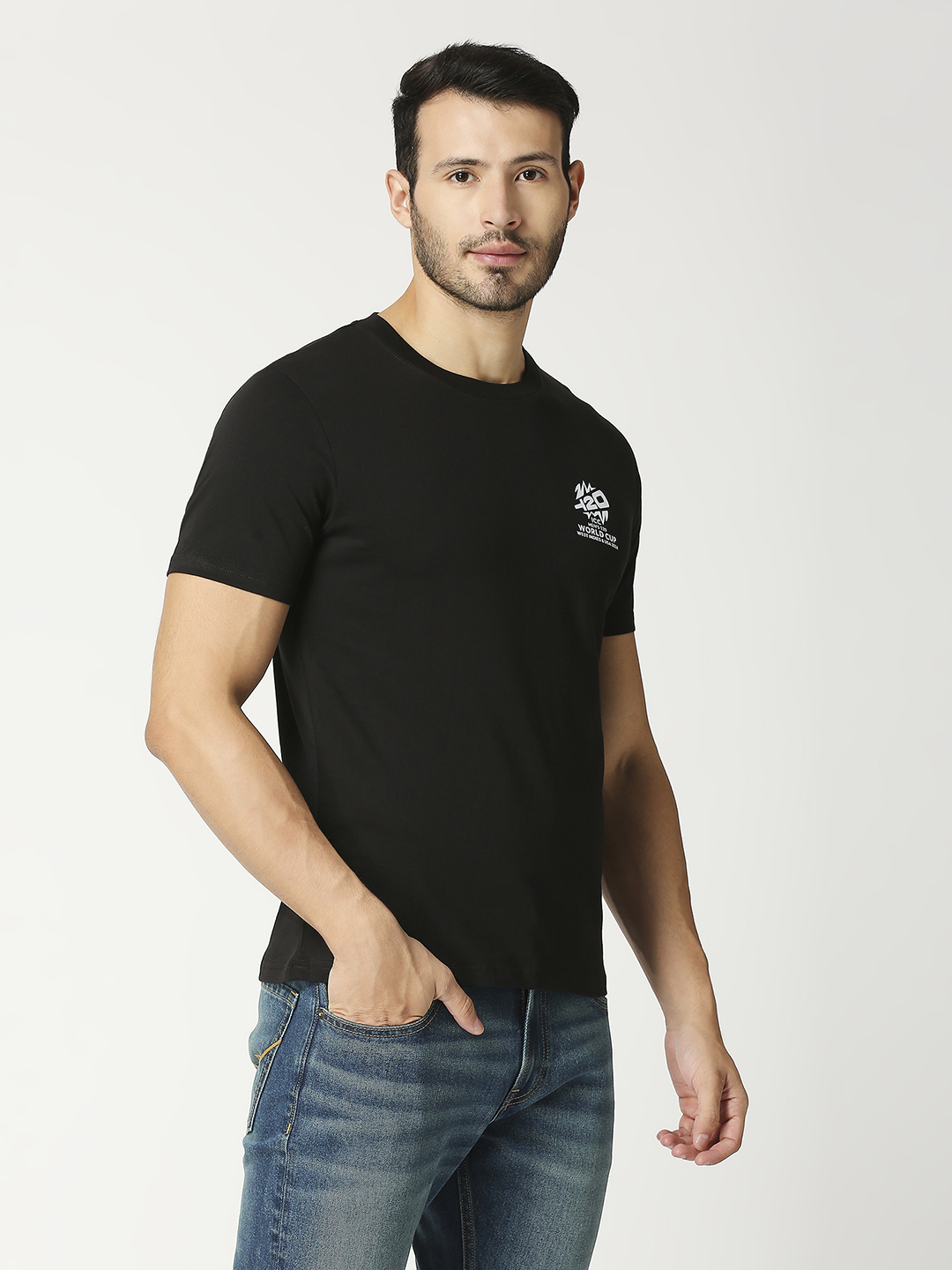 ICC T20 ICC Men's T20 WC-24 Black Typography Printed Half Sleeves Cotton Round Neck T-Shirt (3)