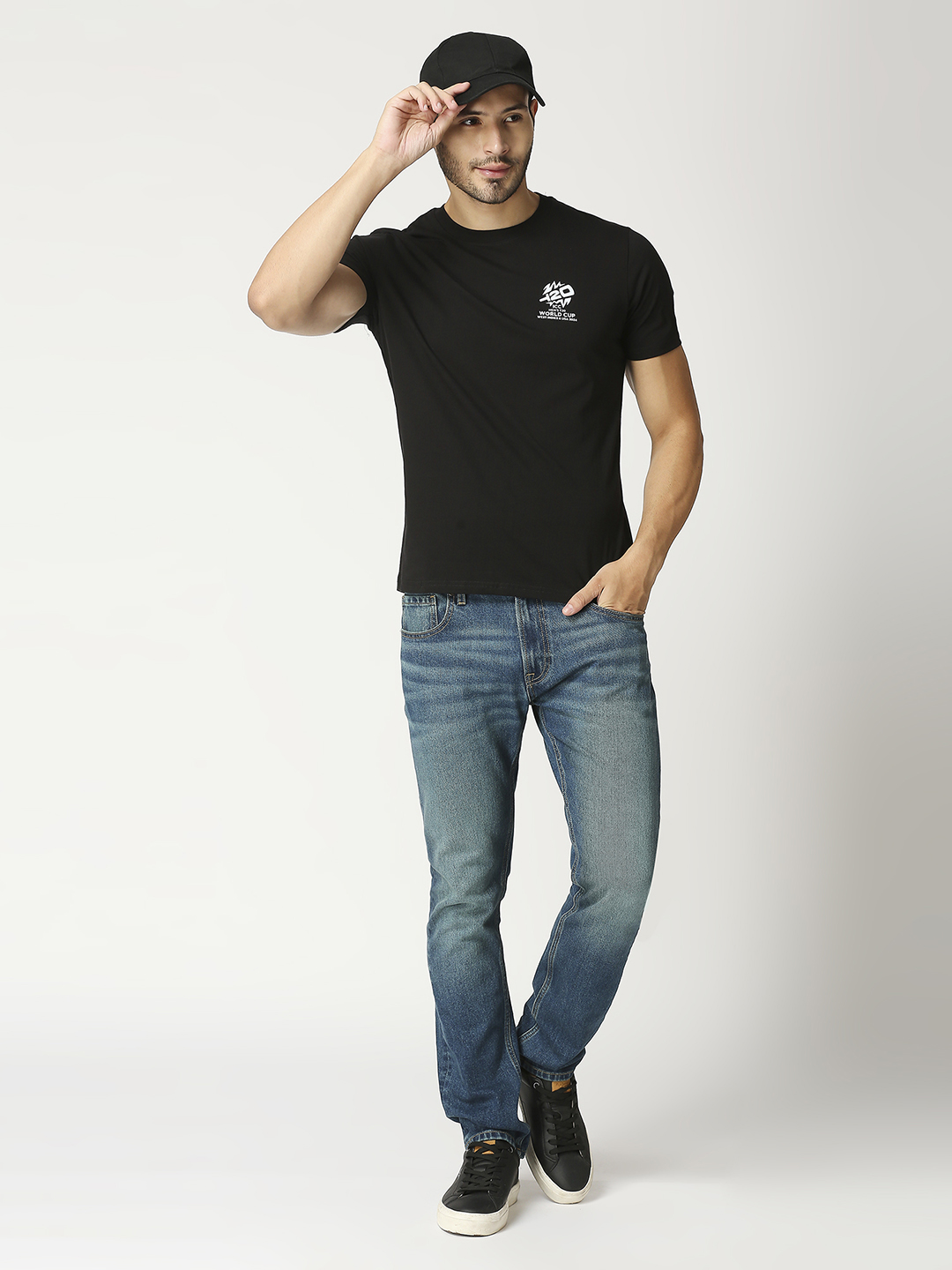 ICC T20 ICC Men's T20 WC-24 Black Typography Printed Half Sleeves Cotton Round Neck T-Shirt (6)