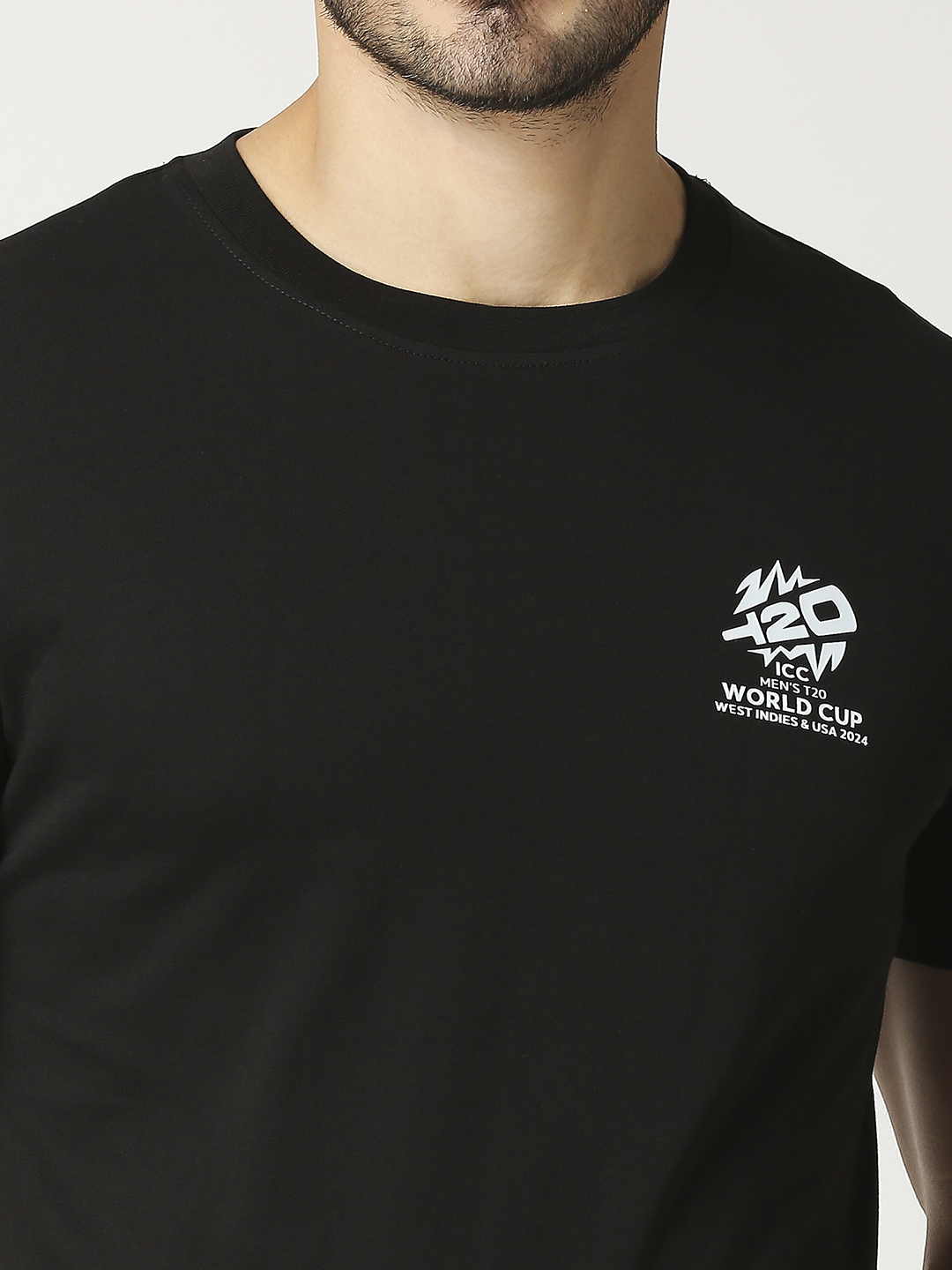 ICC T20 ICC Men's T20 WC-24 Black Typography Printed Half Sleeves Cotton Round Neck T-Shirt (9)