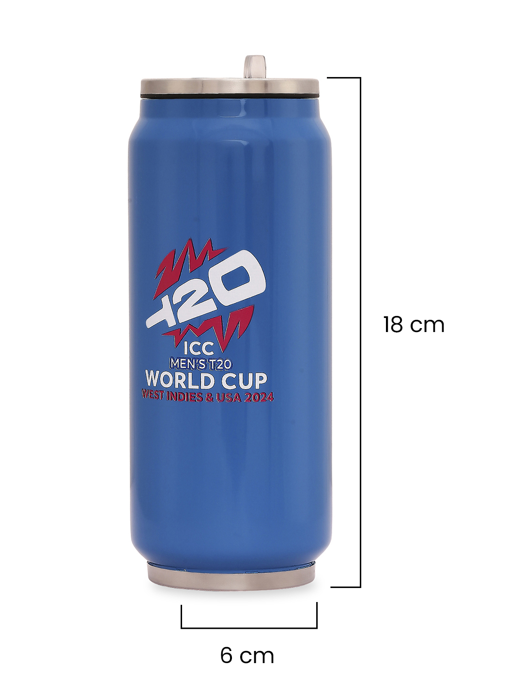 ICC T20 ICC Men's T20 WC-24 Blue Logo Printed Double Walled Stainless Steel Vacuum Insulated Flask Travel Sipper - 480 M (5)