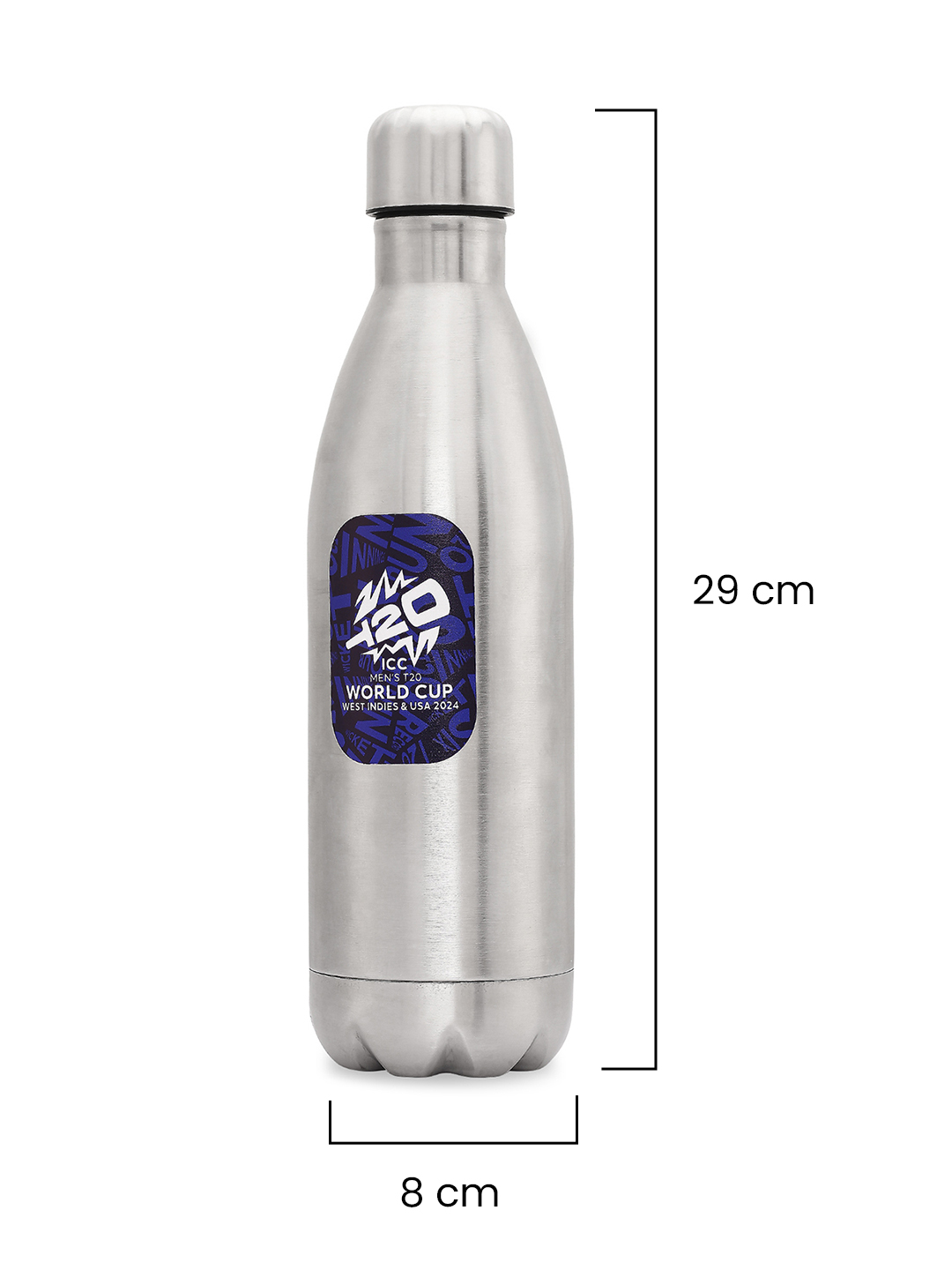 ICC T20 ICC Men's T20 WC-24 Navy Blue Printed Refrigerator Safe Single Walled Stainless Steel Water Bottle - 1 Ltr (5)