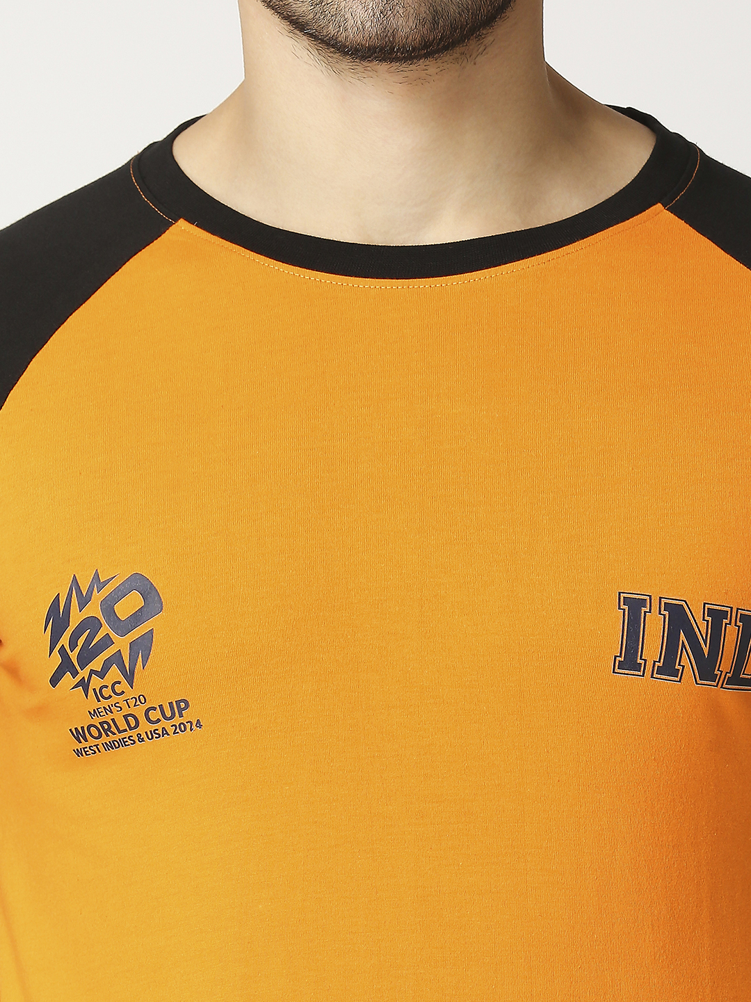 ICC T20 ICC Men's T20 WC-24 Orange and Black Half Sleeves Round Neck Cotton T-Shirt (10)