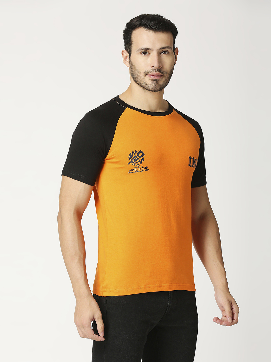 ICC T20 ICC Men's T20 WC-24 Orange and Black Half Sleeves Round Neck Cotton T-Shirt (4)