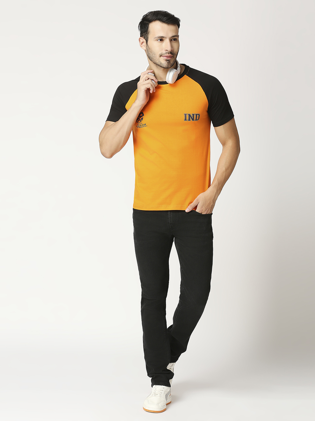 ICC T20 ICC Men's T20 WC-24 Orange and Black Half Sleeves Round Neck Cotton T-Shirt (7)