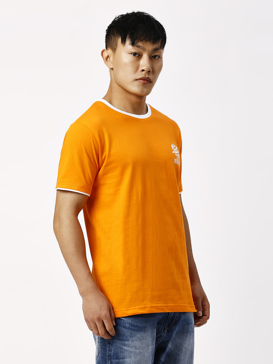 ICC T20 ICC Men's T20 WC-24 Orange Logo Printed Half Sleeves Round Neck ICC Core Cotton T-Shirt (3)