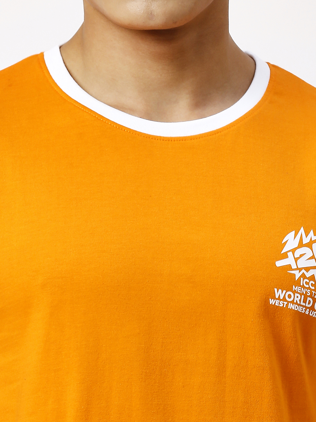 ICC T20 ICC Men's T20 WC-24 Orange Logo Printed Half Sleeves Round Neck ICC Core Cotton T-Shirt (6)