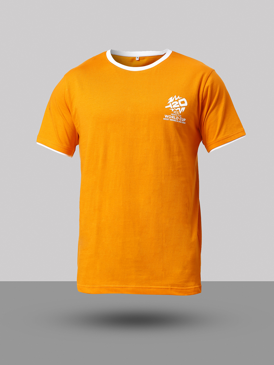 ICC T20 ICC Men's T20 WC-24 Orange Logo Printed Half Sleeves Round Neck ICC Core Cotton T-Shirt (7)