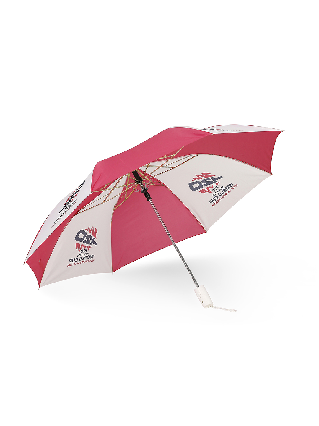 ICC T20 ICC Men's T20 WC-24 Pink and White Printed 2-Fold Automatic Umbrella - 24 inch (1)