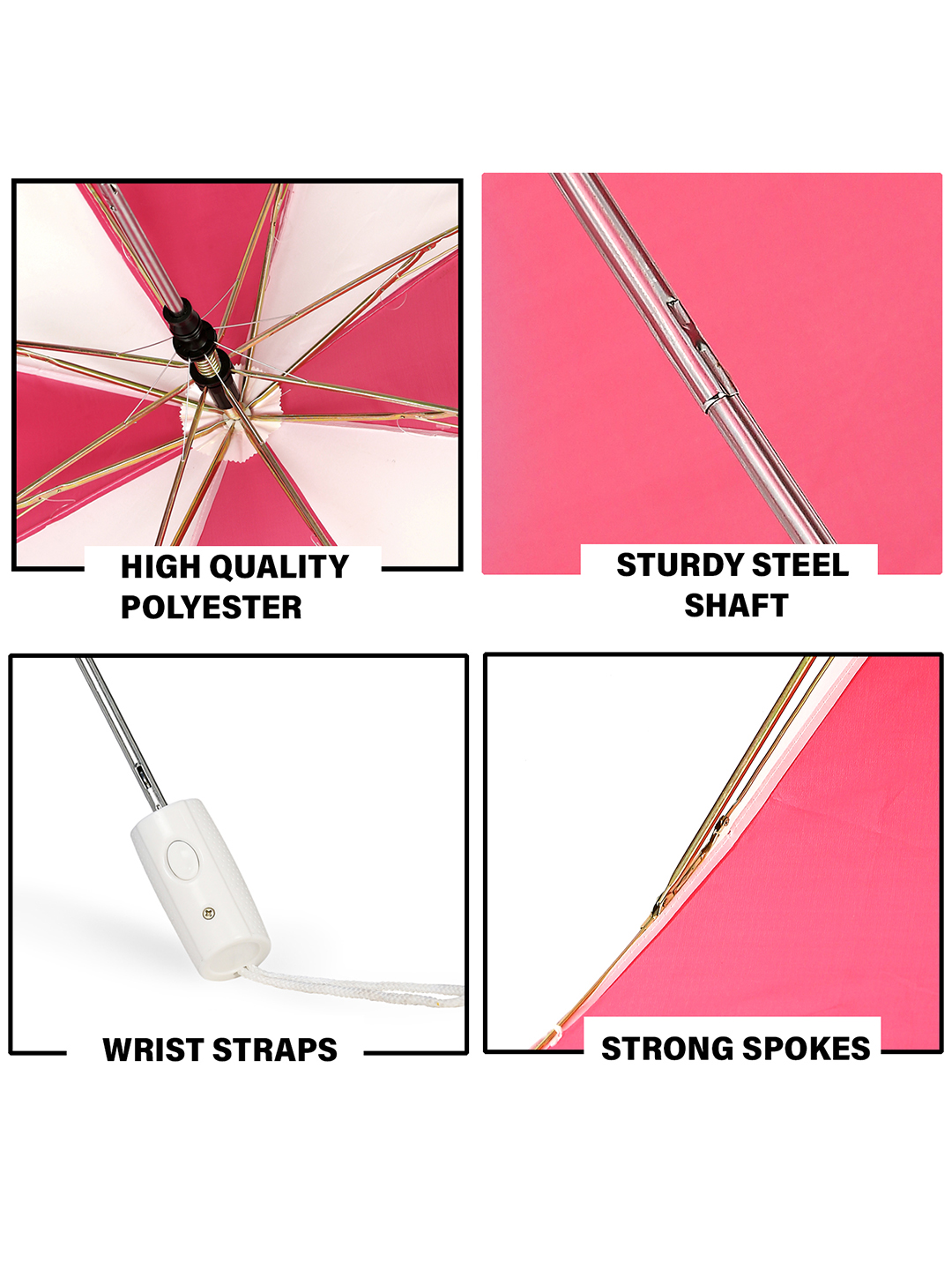 ICC T20 ICC Men's T20 WC-24 Pink and White Printed 2-Fold Automatic Umbrella - 24 inch (5)