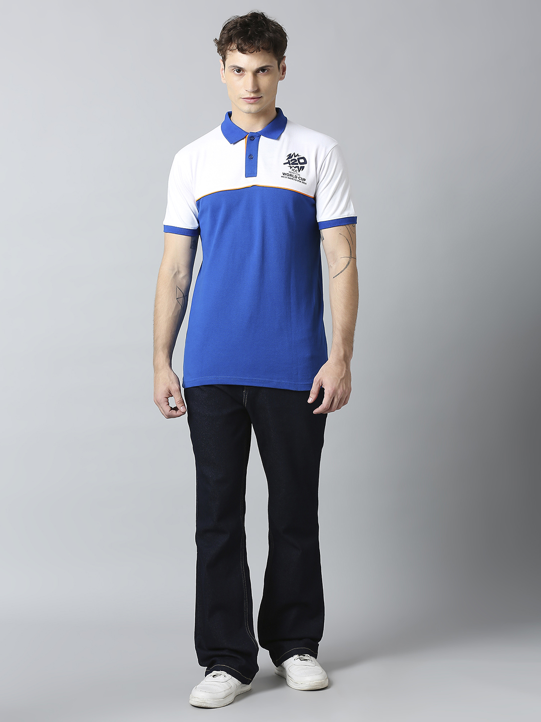 ICC T20 ICC Men's T20 WC-24 Royal Blue and White Half Sleeves Polo Collar Cotton T-Shirt (6)