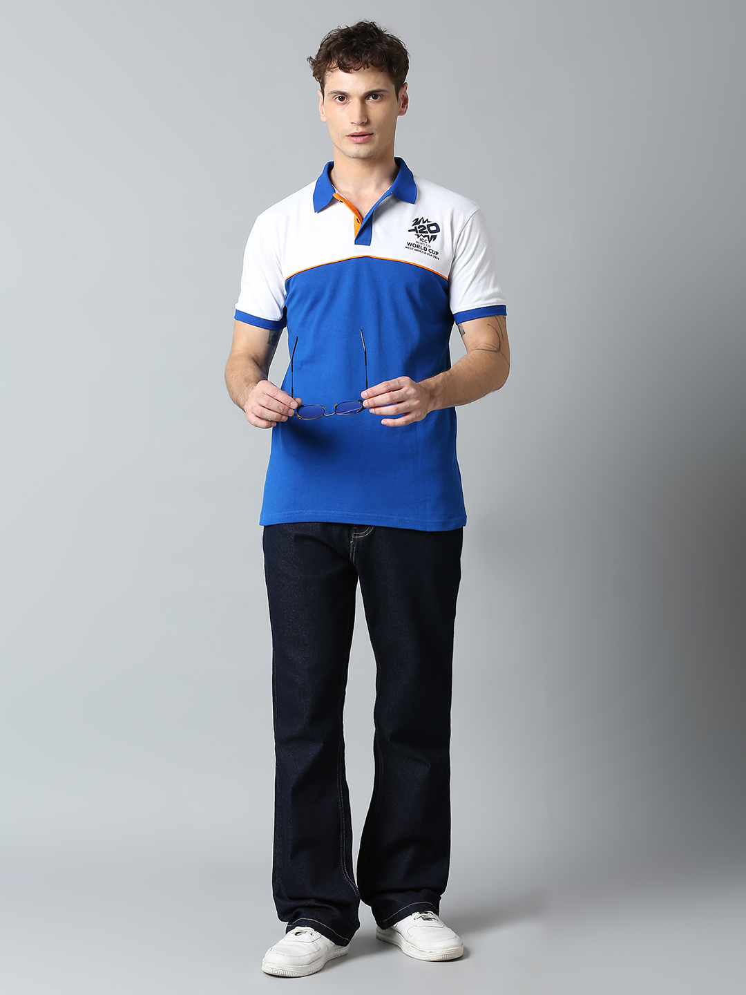 ICC T20 ICC Men's T20 WC-24 Royal Blue and White Half Sleeves Polo Collar Cotton T-Shirt (7)