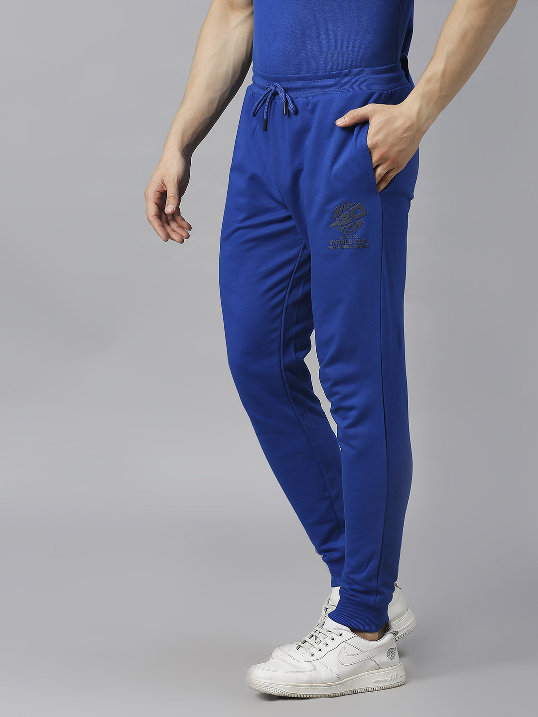 ICC T20 ICC Men's T20 WC-24 Royal Blue Logo Printed Mid-Rise Slim Fit Training Joggers (2)