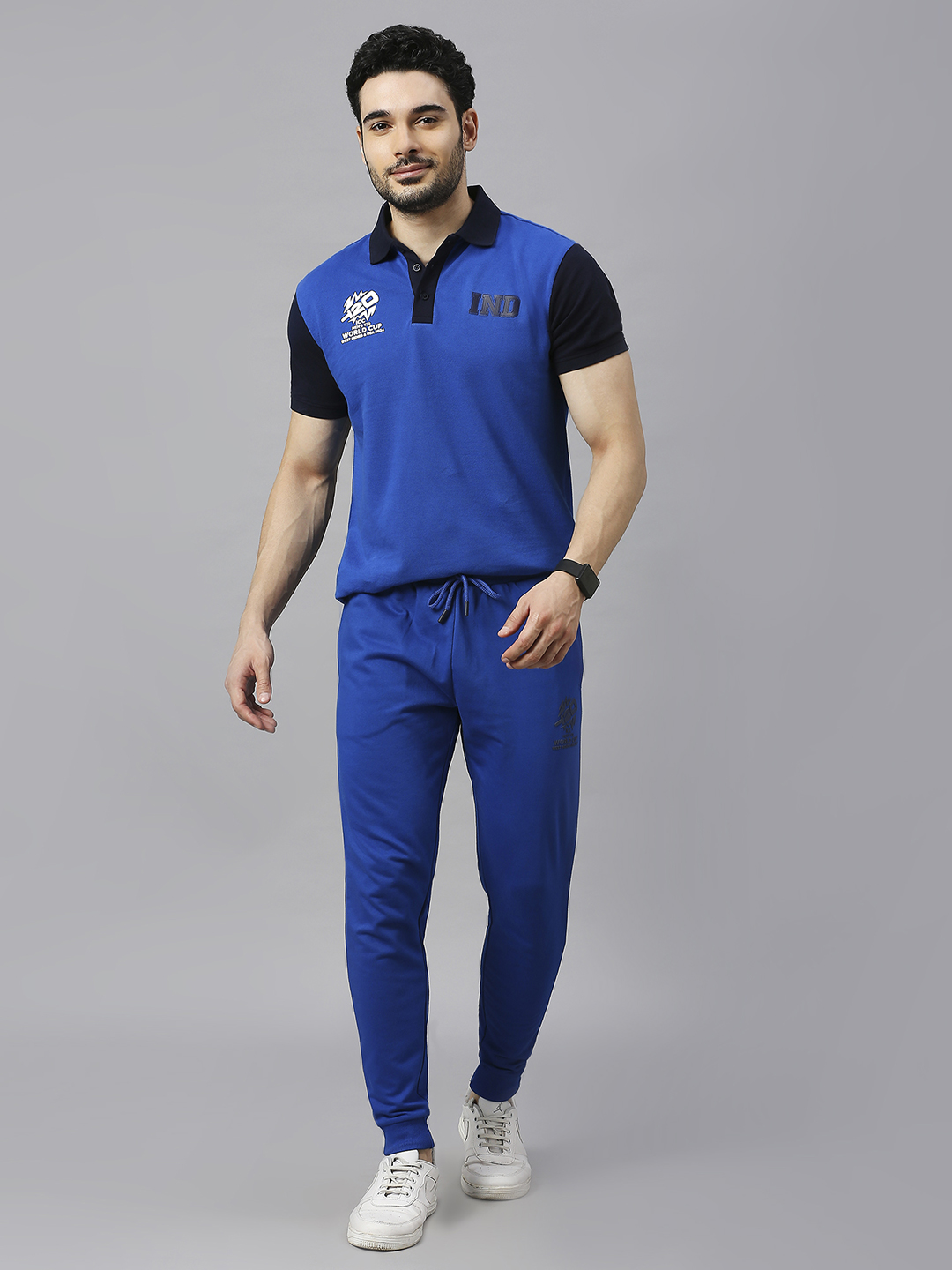 ICC T20 ICC Men's T20 WC-24 Royal Blue Logo Printed Mid-Rise Slim Fit Training Joggers (5)