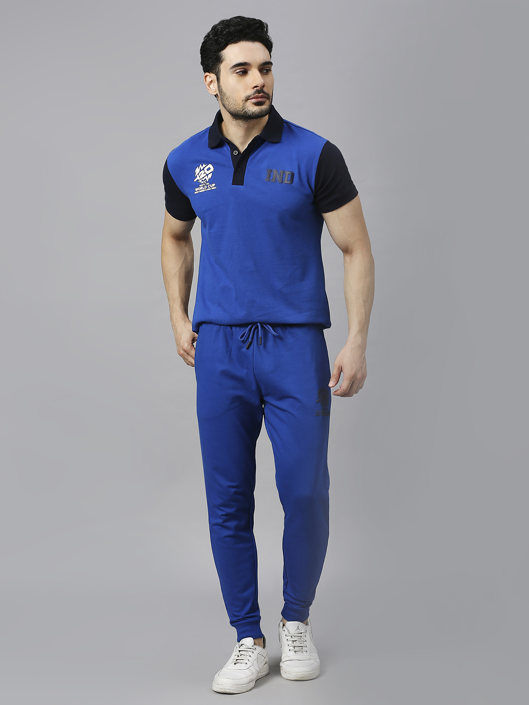 ICC T20 ICC Men's T20 WC-24 Royal Blue Logo Printed Mid-Rise Slim Fit Training Joggers (6)