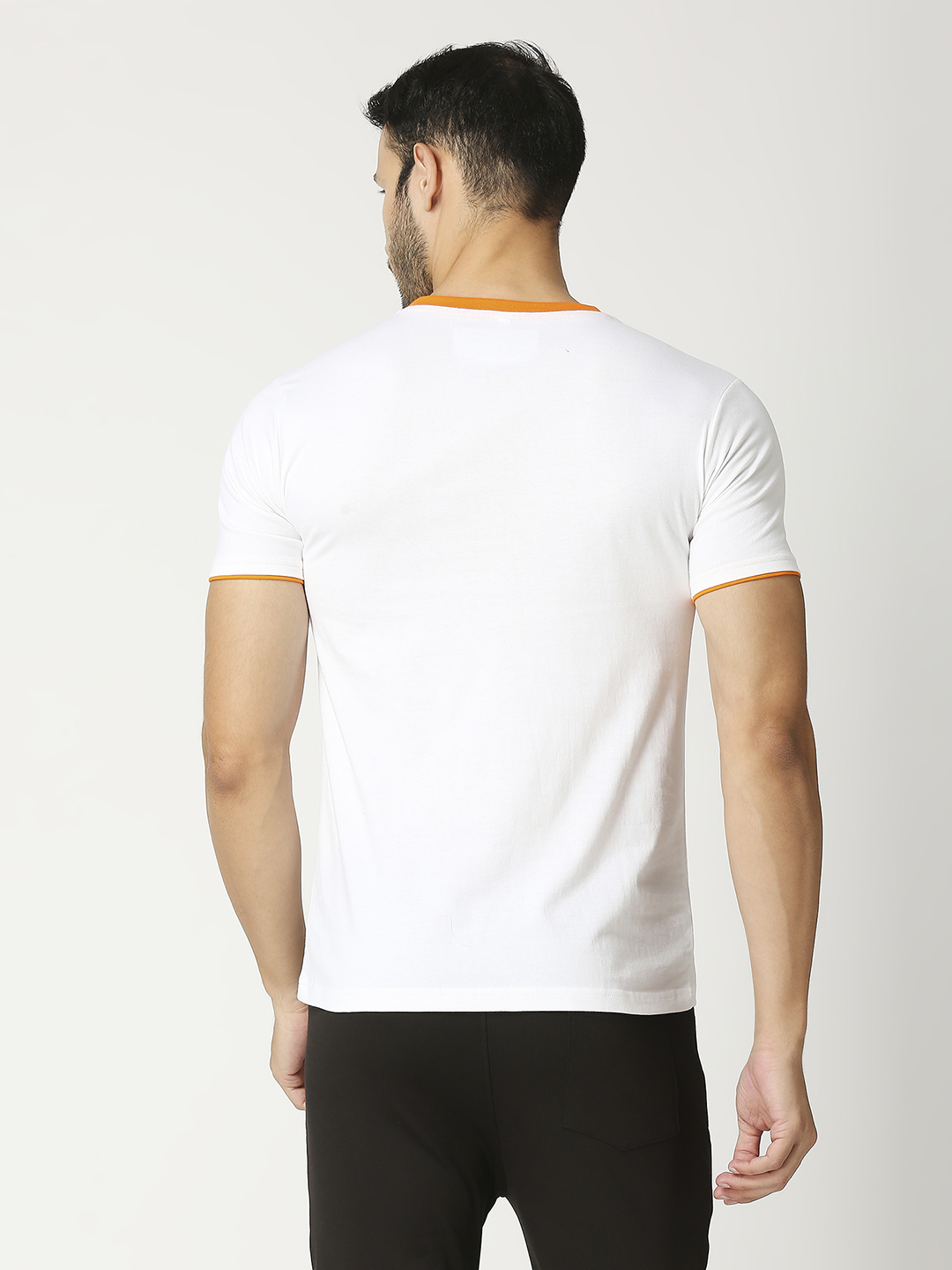 ICC T20 ICC Men's T20 WC-24 White and Orange Printed Half Sleeves Round Neck Cotton T-Shirt (5)