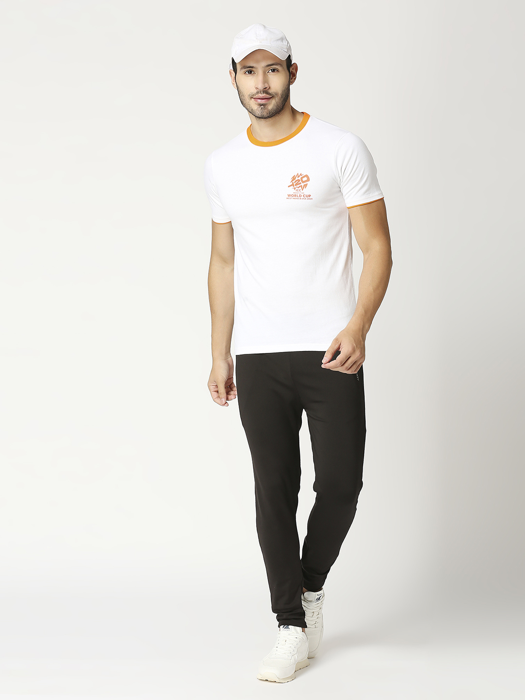 ICC T20 ICC Men's T20 WC-24 White and Orange Printed Half Sleeves Round Neck Cotton T-Shirt (7)