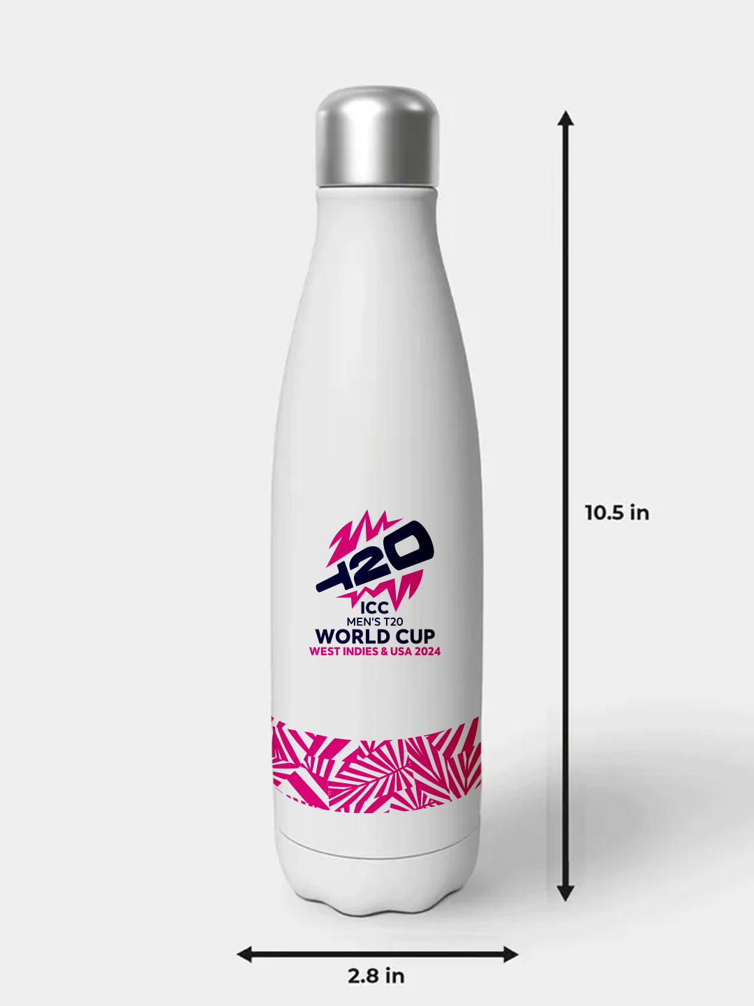 ICC T20 ICC Men's T20 WC-24 White and Pink Printed Stainless Steel Water Bottle - 500 ML (5)